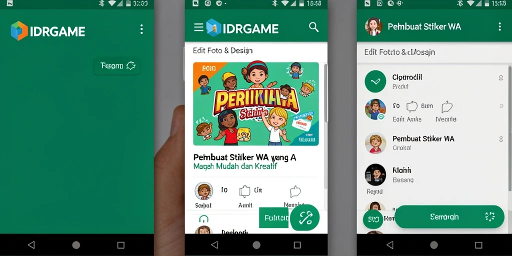 Screenshot antarmuka IDRGAME menunjukkan fitur pembuat stiker yang intuitif.