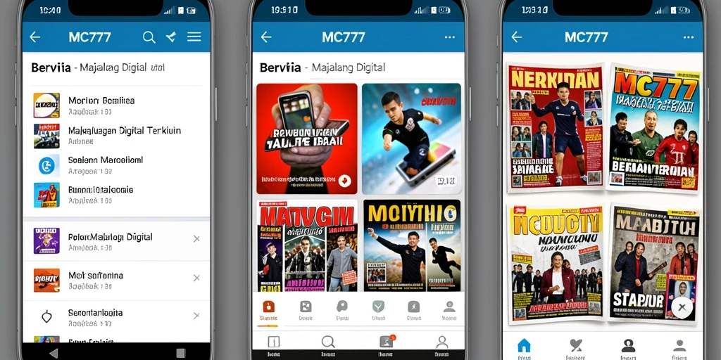 Tampilan antarmuka aplikasi Majalah Digital MC777 yang menarik dan informatif.