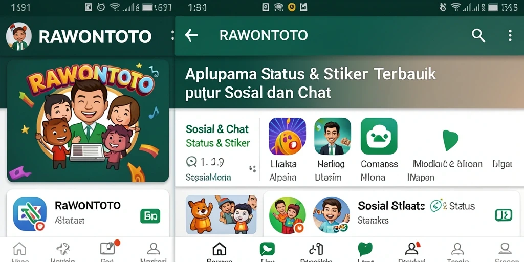 Tampilan antarmuka RAWONTOTO dengan berbagai stiker menarik.
