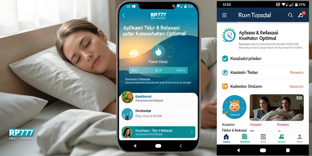 Antarmuka aplikasi RP777 dengan berbagai fitur Tidur & Relaksasi.
