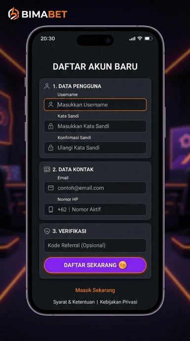 Panduan Registrasi Akun Baru bimabet di Android